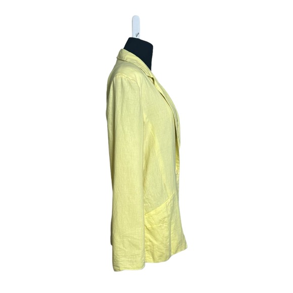 Beulah yellow linen one buttoned line blazer size M - Picture 6 of 10
